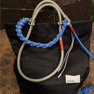 Topologie- Black Rope-Handled Tote with Blue Accent